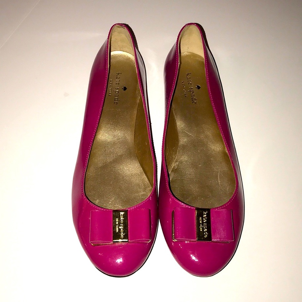 Kate Spade Pink Fuchsia Bow Ballet Flats Size 10